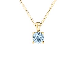 Elegant Round Stone Pendant in 18K Gold Plated Silver with Aquamarine