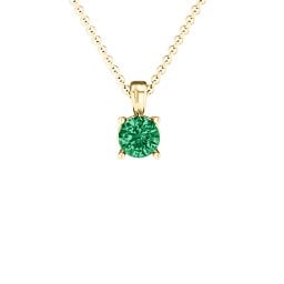 Elegant Round Stone Pendant in 18K Gold Plated Silver