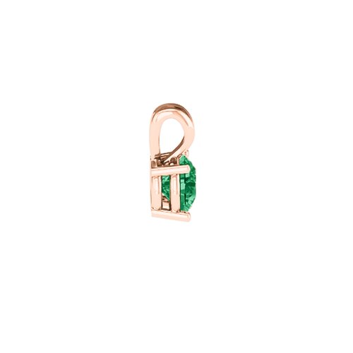 Elegant Round Stone Pendant – 10K Rose Gold with Emerald