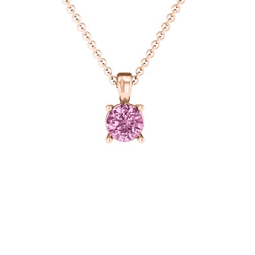 Elegant Round Stone Pendant – 10K Rose Gold with Pink Sapphire