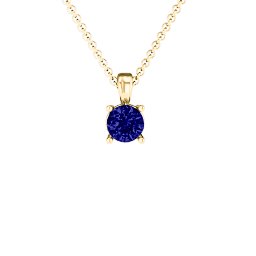 Elegant Round Stone Pendant in 18K Gold Plated Silver with Blue Sapphire