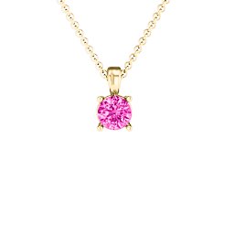 Elegant Round Stone Pendant in 18K Gold Plated Silver with Pink Tourmaline