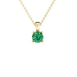Elegant Round Stone Pendant in 18K Gold Plated Silver with Emerald