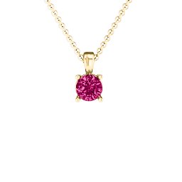 Elegant Round Stone Pendant in 18K Gold Plated Silver with Ruby