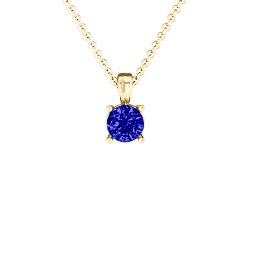Elegant Round Stone Pendant in 18K Gold Plated Silver with Blue Sapphire