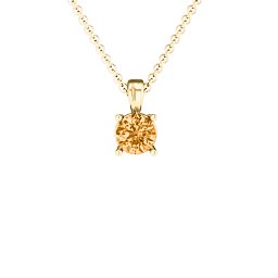 Elegant Round Stone Pendant in 18K Gold Plated Silver with Citrine
