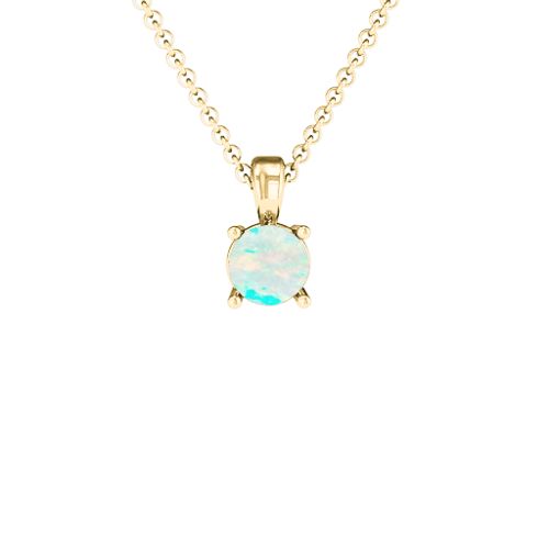 Elegant Round Stone Pendant – 18K Gold Plated Silver with Opal