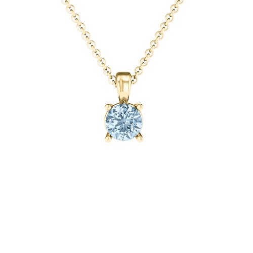 Elegant Round Stone Pendant – 18K Gold Plated Silver with Aquamarine