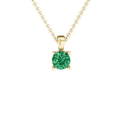 Elegant Round Stone Pendant – 18K Gold Plated Silver with Emerald