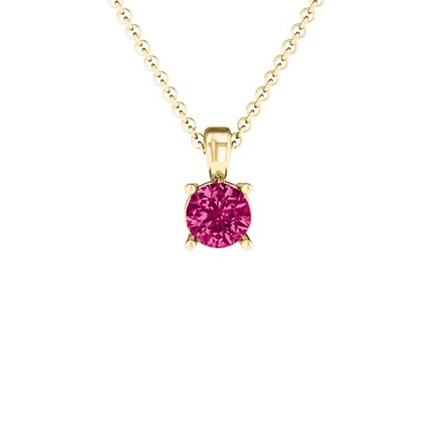 Elegant Round Stone Pendant – 18K Gold Plated Silver with Ruby