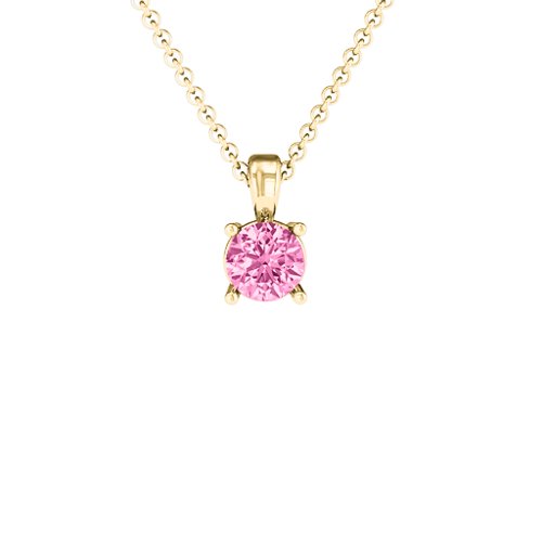 Elegant Round Stone Pendant – 18K Gold Plated Silver with Pink Tourmaline