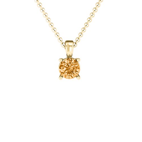 Elegant Round Stone Pendant – 18K Gold Plated Silver with Citrine