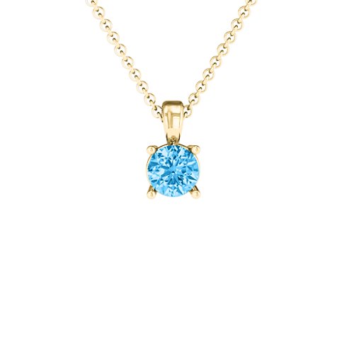 Elegant Round Stone Pendant – 18K Gold Plated Silver with Blue Topaz