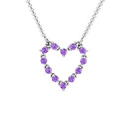 Glistening Heart Pendant in 925 Sterling Silver with Amethyst