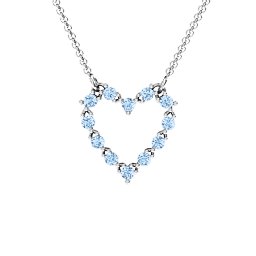 Glistening Heart Pendant in 925 Sterling Silver with Aquamarine