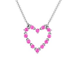 Glistening Heart Pendant in 925 Sterling Silver with Pink Tourmaline