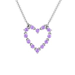 Glistening Heart Pendant in 925 Sterling Silver with Amethyst