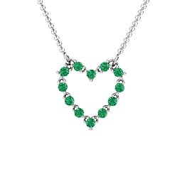 Glistening Heart Pendant in 925 Sterling Silver with Emerald