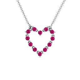 Glistening Heart Pendant in 925 Sterling Silver with Ruby