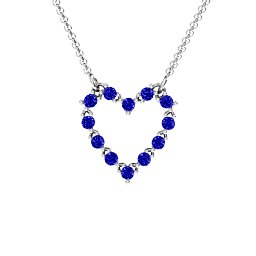Glistening Heart Pendant in 925 Sterling Silver with Blue Sapphire