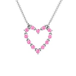 Glistening Heart Pendant in 925 Sterling Silver with Pink Tourmaline