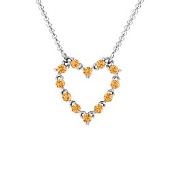 Glistening Heart Pendant in 925 Sterling Silver with Citrine