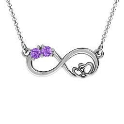 Double the Love Infinity Pendant in 925 Sterling Silver with Amethyst