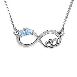 Double the Love Infinity Pendant in 925 Sterling Silver with Aquamarine