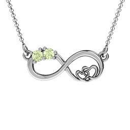Double the Love Infinity Pendant in 925 Sterling Silver with Peridot
