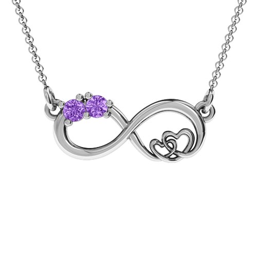 Double the Love Infinity Pendant – Sterling Silver with Amethyst