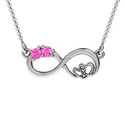 Double the Love Infinity Pendant in 925 Sterling Silver with Pink Tourmaline