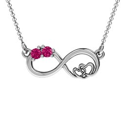 Double the Love Infinity Pendant in 925 Sterling Silver with Ruby