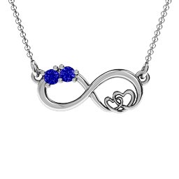 Double the Love Infinity Pendant in 925 Sterling Silver with Blue Sapphire