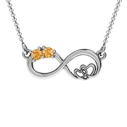 Double the Love Infinity Pendant in 925 Sterling Silver with Citrine