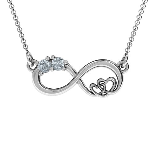 Double the Love Infinity Pendant – Sterling Silver with Cubic Zirconia