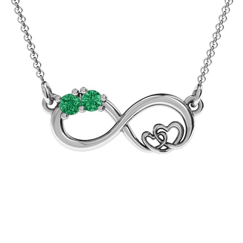Double the Love Infinity Pendant – Sterling Silver with Emerald