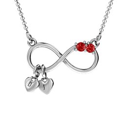 Twice the Love Infinity Pendant in 925 Sterling Silver with Garnet