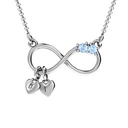 Twice the Love Infinity Pendant in 925 Sterling Silver with Aquamarine