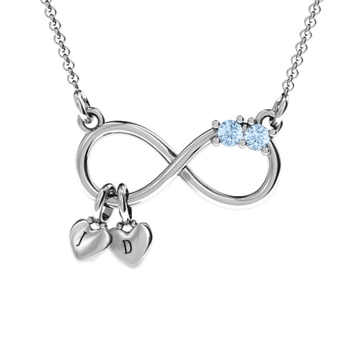 Twice the Love Infinity Pendant – Sterling Silver with Aquamarine