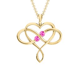 Soul Mates Infinity Birthstone Pendant in 18K Gold Plated Silver with Pink Tourmaline