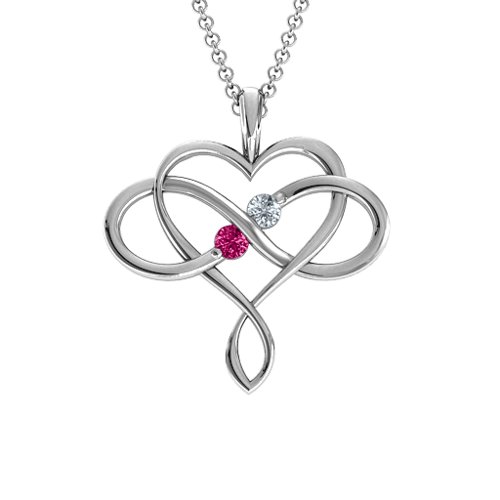 Soul Mates Infinity Birthstone Pendant – Sterling Silver with Ruby and Cubic Zirconia