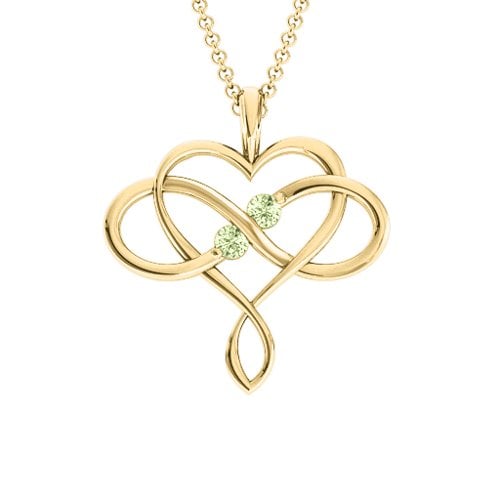 Soul Mates Infinity Birthstone Pendant – 18K Gold Plated Silver with Peridot