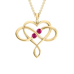 Soul Mates Infinity Birthstone Pendant in 18K Gold Plated Silver with Ruby