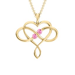 Soul Mates Infinity Birthstone Pendant in 18K Gold Plated Silver with Pink Tourmaline