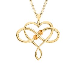 Soul Mates Infinity Birthstone Pendant in 18K Gold Plated Silver with Citrine