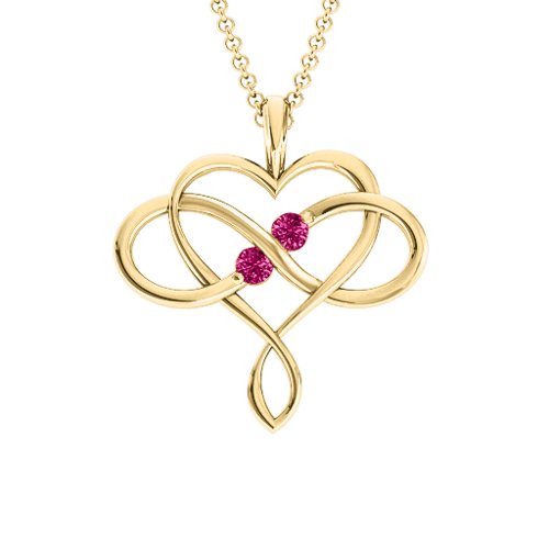 Soul Mates Infinity Birthstone Pendant – 18K Gold Plated Silver with Ruby