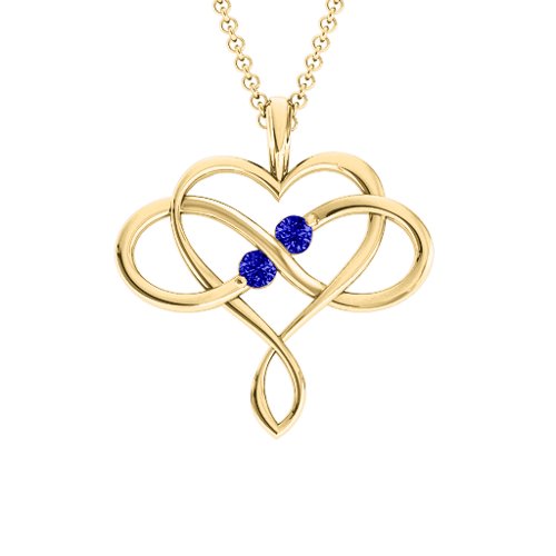 Soul Mates Infinity Birthstone Pendant – 18K Gold Plated Silver with Blue Sapphire