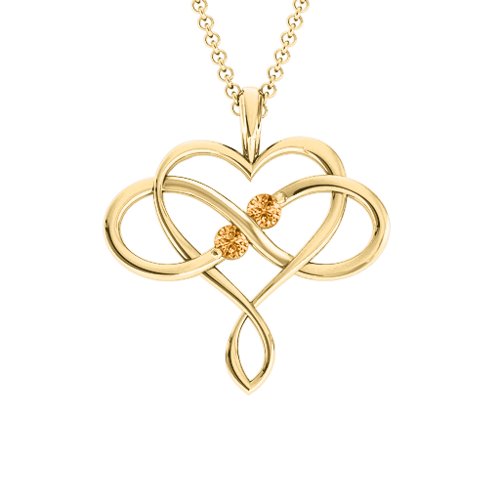 Soul Mates Infinity Birthstone Pendant – 18K Gold Plated Silver with Citrine