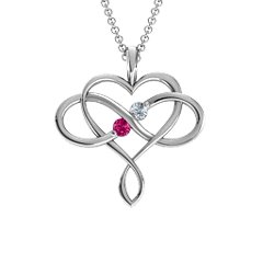 Soul Mates Infinity Birthstone Pendant – 10K Yellow Gold with Ruby and Cubic Zirconia