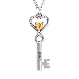 Key to Her Heart Infinity Pendant in 925 Sterling Silver with Citrine